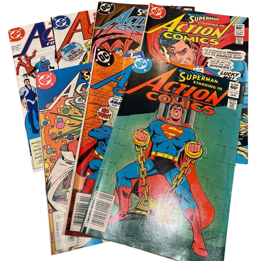 Lot 7 Action Comics #538, 539, 540, 549, 577, 594, 601 Superman